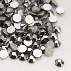 Hematite Glass Flat Back Rhinestone, Grade A, Back Plated, Faceted, Half Round, Hematite, 3~3.2mm, about 1440pcs/bag