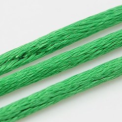 Medium Sea Green Nylon Cord, Satin Rattail Cord, for Beading Jewelry Making, Chinese Knotting, Medium Sea Green, 2mm, about 50yards/roll(150 feet/roll)