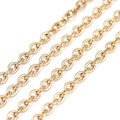 Golden 304 Stainless Steel Cable Chains, Soldered, with Spool, Flat Oval, Golden, 2.5x2x0.5mm, about 32.8 Feet(10m)/roll