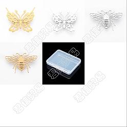 Golden & Stainless Steel Color Unicraftale 4Pcs 4 Style Butterfly & Bee Brooches, 201 Stainless Steel Insect Lapel Pins for Backpack Clothes, Golden & Stainless Steel Color, 42x47.5x7mm, 31.5x49.5x6.5mm, 1pc/style