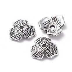 Antique Silver Tibetan Style Beads Caps, Cadmium Free & Nickel Free & Lead Free, Antique Silver Color, about 11mm in diameter, 2.5mm thick, hole: 1.5mm