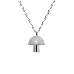 Платина 925 ожерелья с подвесками-грибами из стерлингового серебра с эмалью, универсальная цепочка для воротника для женщин, платина, белые, 15.75 дюйм (40 см)