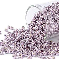 (554) Galvanized Lavender Toho perles de rocaille rondes, perles de rocaille japonais, (554) lavande galvanisée, 8/0, 3mm, Trou: 1mm, à propos 222pcs / bouteille, 10 g / bouteille