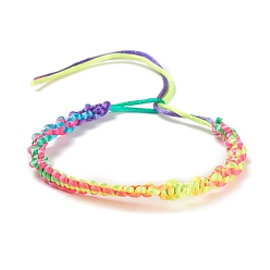 Colorful Rainbow Color Polyester Braided Adjustable Bracelet Making for Women, Colorful, 10-7/8~11 inch(27.6~27.9cm), 5~5.5mm