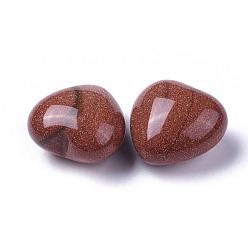 Камень с Пылевым Золотом Синтетические голдстоуновские шарики, нет отверстий / незавершенного, сердце, 20x20x13~13.5 мм