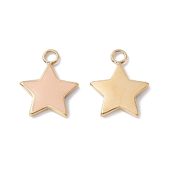 PeachPuff Ion Plating(IP) 304 Stainless Steel Pendants, with Enamel, Real 24K Gold Plated, Star, PeachPuff, 13x10x1.5mm, Hole: 1.8mm