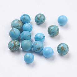 Небесно-голубой Бусины из натурального магнезита, сфера драгоценного камня, окрашенные, круглые, неочищенные / без отверстий, сфера драгоценного камня, голубой, 4 мм