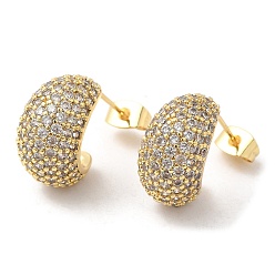 Золотой Серьги-гвоздики с кубическим цирконием в форме полумесяца, латунные серьги для женщин, золотые, 16x9.5 мм