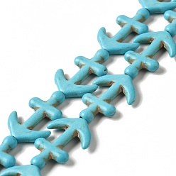 Turquoise Brins de perles synthétiques teintes en turquoise, ancre, turquoise, 21x15x2.5mm, Trou: 1.2mm, Environ 19 pcs/chapelet, 15.63'' (39.7 cm)