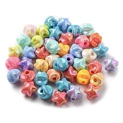 Mixed Color UV Plating Acrylic Beads, Iridescent, Star, Mixed Color, 15x15.5x14mm, Hole: 3.8mm
