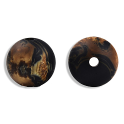 Black Frosted Resin Beads, Imitation Gemstone, Round, Black, 13.5x13mm, Hole: 2~2.3mm