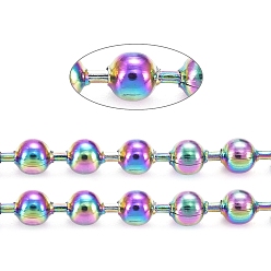 Rainbow Color Ионное покрытие (ip) 304 шариковые цепи из нержавеющей стали, с катушкой, Радуга цветов, 3 мм, около 32.8 футов (10 м) / рулон