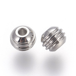 Stainless Steel Color 201 Stainless Steel Beads, Grooved, Drum, Stainless Steel Color, 6x5mm, Hole: 1.8mm