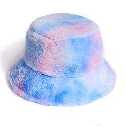 Cornflower Blue Faux Rabbit Fur Winter Bucket Hat, Soft Warm Hat for Women, Cornflower Blue, 27~30x23cm