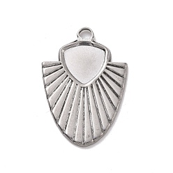 Stainless Steel Color 304 Stainless Steel Pendant Cabochon Settings, Fan, Stainless Steel Color, Tray: 10x10mm, 30x20x1.5mm, Hole: 3x2.5mm