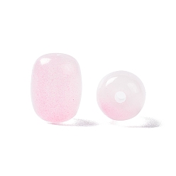 Pearl Pink Opaque Glass Beads, Barrel, Pearl Pink, 10x8mm, Hole: 1.6mm