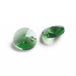 Verde Encantos de vidrio, facetados, cono, verde, 8x4 mm, agujero: 1~1.2 mm