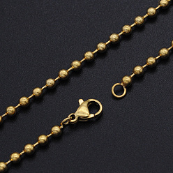 Золотой Унисекс 304 ожерелья из нержавеющей стали с шариками, с карабин-лобстерами , золотые, 21.4 дюйм (54.5 см), 3 мм