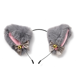 Gris Claro Cosplay de anime con banda para la cabeza con orejas de gato esponjoso, cintas japonesas para la cabeza de lolita, accesorios para el cabello para fiestas de niñas, gris claro, 250 mm