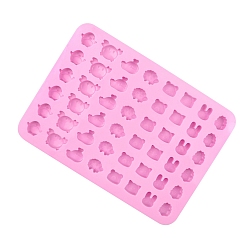 Pearl Pink 48-Cavity Silicone Animal Wax Melt Molds, For DIY Wax Seal Beads Craft Making, Rectangle, Pearl Pink, 207x150x9mm
