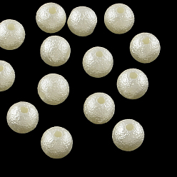 Beige Perles d'imitation en plastique ABS rondes et mates, beige, 6mm, trou: 1 mm, environ 5200 pcs / 500 g