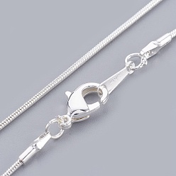 Silver Brass Necklaces, with Brass Links, Lead Free & Nickel Free & Cadmium Free, Silver, 18 inch, 1.2mm