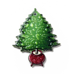 Árbol de Navidad Colgantes de acrílico impresos, para la Navidad, Modelo del árbol de navidad, 40x30x2 mm, agujero: 1.8 mm