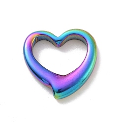 Rainbow Color Вакуумное покрытие 304 соединительными кольцами из нержавеющей стали, сердце, Радуга цветов, 16x16.5x3 мм