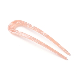 Salmon Cellulose Acetate(Resin) Hair Forks, U-shaped, Salmon, 110x28x3mm