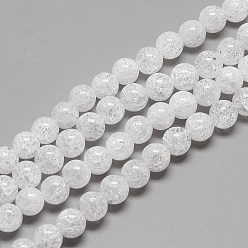 Quartz craquelé Perles naturelles de cristal de quartz de crépitement, ronde, 10mm, Trou: 1mm, Environ 39 pcs/chapelet, 15.7 pouce