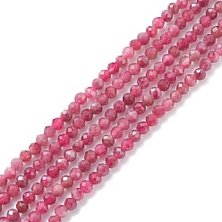 Tourmaline Natural Red Tourmaline Beads Strands, Faceted, Round, Grade AAA, 2.5x2mm, Hole: 0.6mm, about 170pcs/strand, 15.35 inch(39cm)