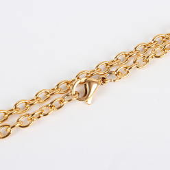 Golden 304 Stainless Steel Cable Chain Necklace Making, with Lobster Claw Clasps, Vacuum Plating, Golden, 23.6 inch(59.9cm)