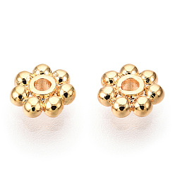 Real 18K Gold Plated Brass Daisy Spacer Beads, Nickel Free, Real 18K Gold Plated, 5x1.5mm, Hole: 1.5mm