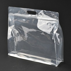 Claro Bolsa de plástico transparente con cierre de cremallera, bolsa de plástico de pie, bolsas resellables, con mango, Claro, 30x35x0.08 cm