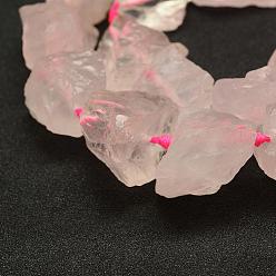 Rose Quartz Natural Rose Quartz Beads Strands, Nuggets, 17~30x15~25x11~20mm, Hole: 3mm, about 14~18pcs/strand, 15.75 inch(40cm)