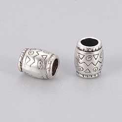 Argent Antique  Perles de séparateur de style tibétain , sans plomb et sans cadmium, colonne, argent antique, environ 6.5 mm de diamètre, Longueur 8mm, Trou: 4mm
