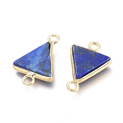 Lapis Lazuli Natural Lapis Lazuli Links Connectors, with Real 18K Gold Plated Brass Findings, Triangle, 19x12.5x3.5mm, Hole: 2mm
