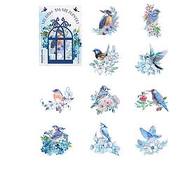 Небесно-голубой Наклейки на тему мультяшных птиц, водонепроницаемые клейкие наклейки для домашних животных, для бутылок с водой ноутбук телефон украшение для скейтборда, голубой, 60x60 мм, 10 стиль / набор