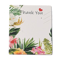 Flower Cardboard Necklace Earring Set Display Cards, Rectangle, White, Flower Pattern, 6.4x5.1x0.02cm, 100pcs/bag