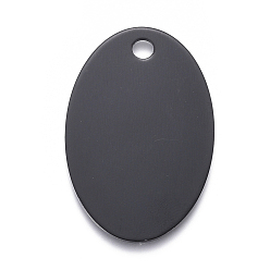 Negro Colgantes de aluminio para mascotas, estampar etiqueta en blanco, oval, negro, 38x25x1 mm, agujero: 3.5 mm