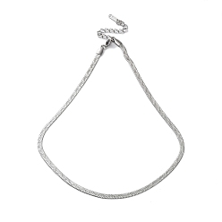 Stainless Steel Color 304 Stainless Steel Herringbone Chain Necklace, Stainless Steel Color, 15.98 inch(40.6cm)