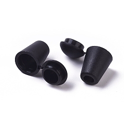 Black Plastic Detachable Bell Stopper Cord Ends, with Locking Lid Cap, for Backpack Drawstrings Accessories, Black, 18x12mm, Hole: 4.5mm