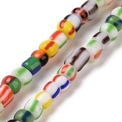 Colorful Opaque Handmade Lampwork Beads Strands, Rondelle, Colorful, 3.5~5x2~6.5mm, Hole: 1.2mm, about 130pcs/strand, 15.98''(40.6cm)
