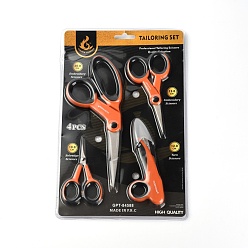 Orange 2cr13 Stainless Steel tailoring set, Including 2pcs embroidery Scissors, 1pc Selvedge Scissor 1pc Yarn Scissor, Orange, 30.5x19x1.7cm, 4pcs/set
