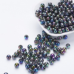 Coloré Perles acryliques de poly styrène respectueuses de l'environnement, de couleur plaquée ab , ronde, colorées, 8mm, trou: 1 mm, environ 2000 pcs / 500 g