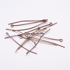 Red Copper Iron Eye Pin, Cadmium Free & Nickel Free & Lead Free, Red Copper, 40x0.7mm, Hole: 2mm, about 6400pcs/1000g