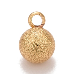 Real 18K Gold Plated Brass Ball Charms, Textured, Round, Cadmium Free & Nickel Free & Lead Free, Long-Lasting Plated, Real 18K Gold Plated, 11.5x8mm, Hole: 2mm