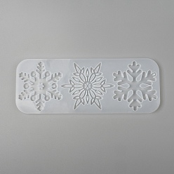 Blanco Moldes colgantes de silicona de copo de nieve de navidad diy, moldes de resina, para resina uv, fabricación de joyas de resina epoxi, blanco, 230x88x7.5 mm