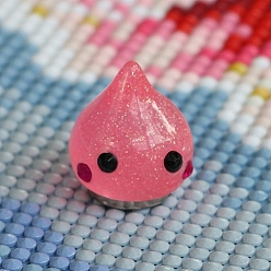 Pink Supports de couverture d'aimant de peinture au diamant, localisateur de résine, avec de la poudre de paillettes, outils de positionnement, larme avec visage, rose, 35x36.5x19mm