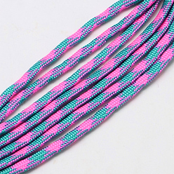 Rose Chaud 7 âmes intérieures cordes en polyester et spandex, pour la fabrication de bracelets en corde, rose chaud, 4mm, environ 109.36 yards (100m)/paquet, 420~500g / bundle